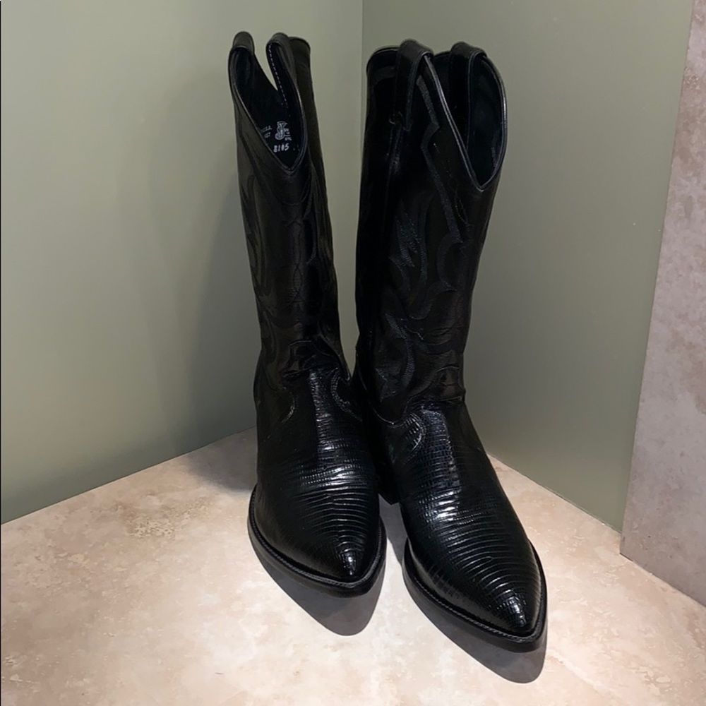 Justin black lizard boots